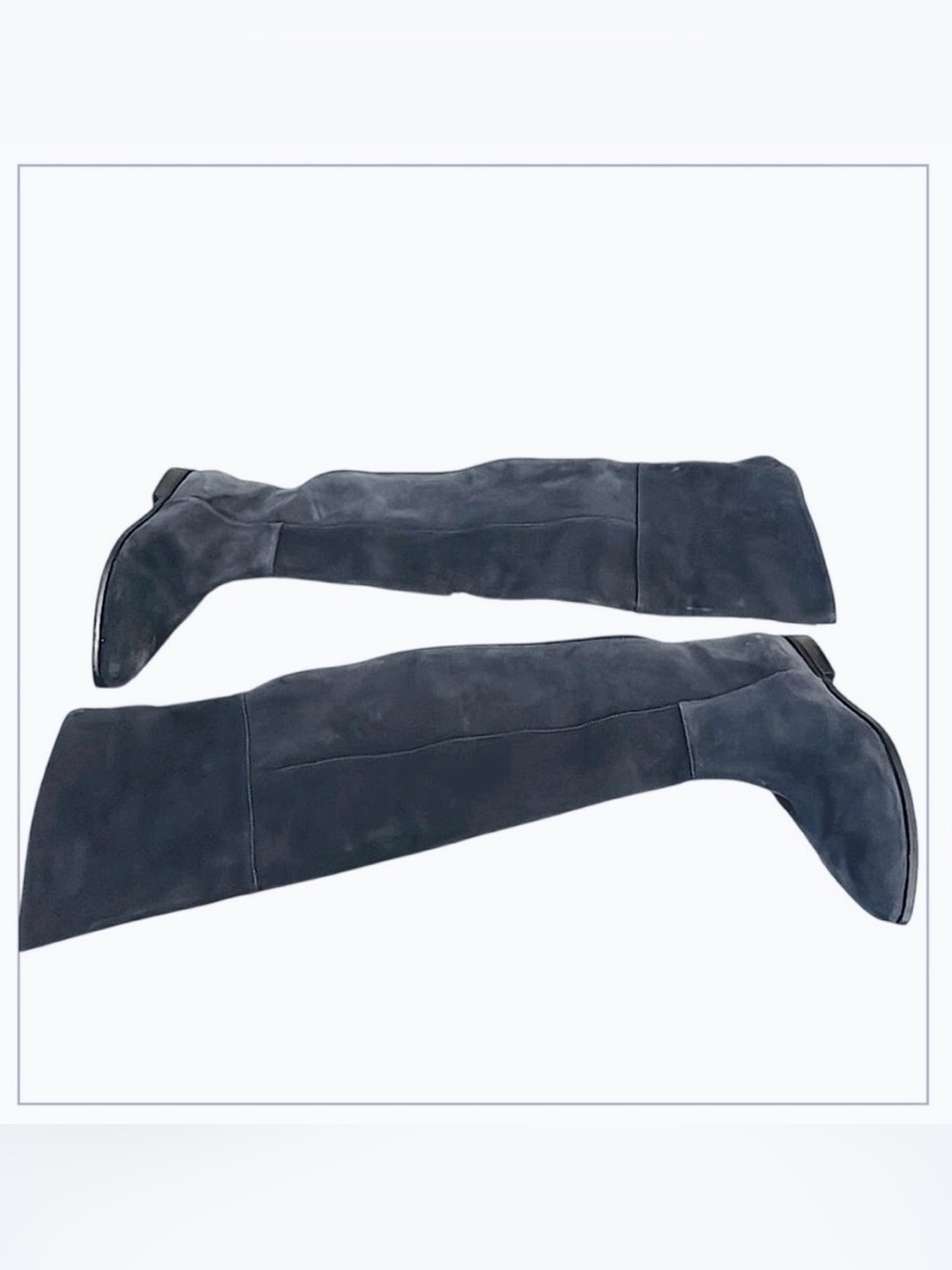 Seychelles Women’s Dark Blue Grey Suede Leather Knee-high Almond Toe Boots 6
